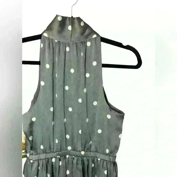 Ryegrass grey dot midi dress polka dot  stretch elastic waist sleeveless size Xs - Picture 7 of 10